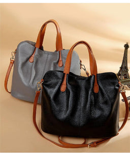 Two In One Leather Shopper Tote Bag