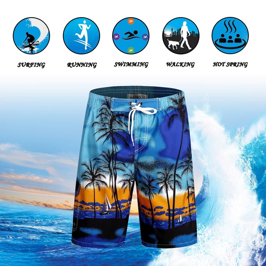 Men's Swimming Trunks with Pockets Board Shorts